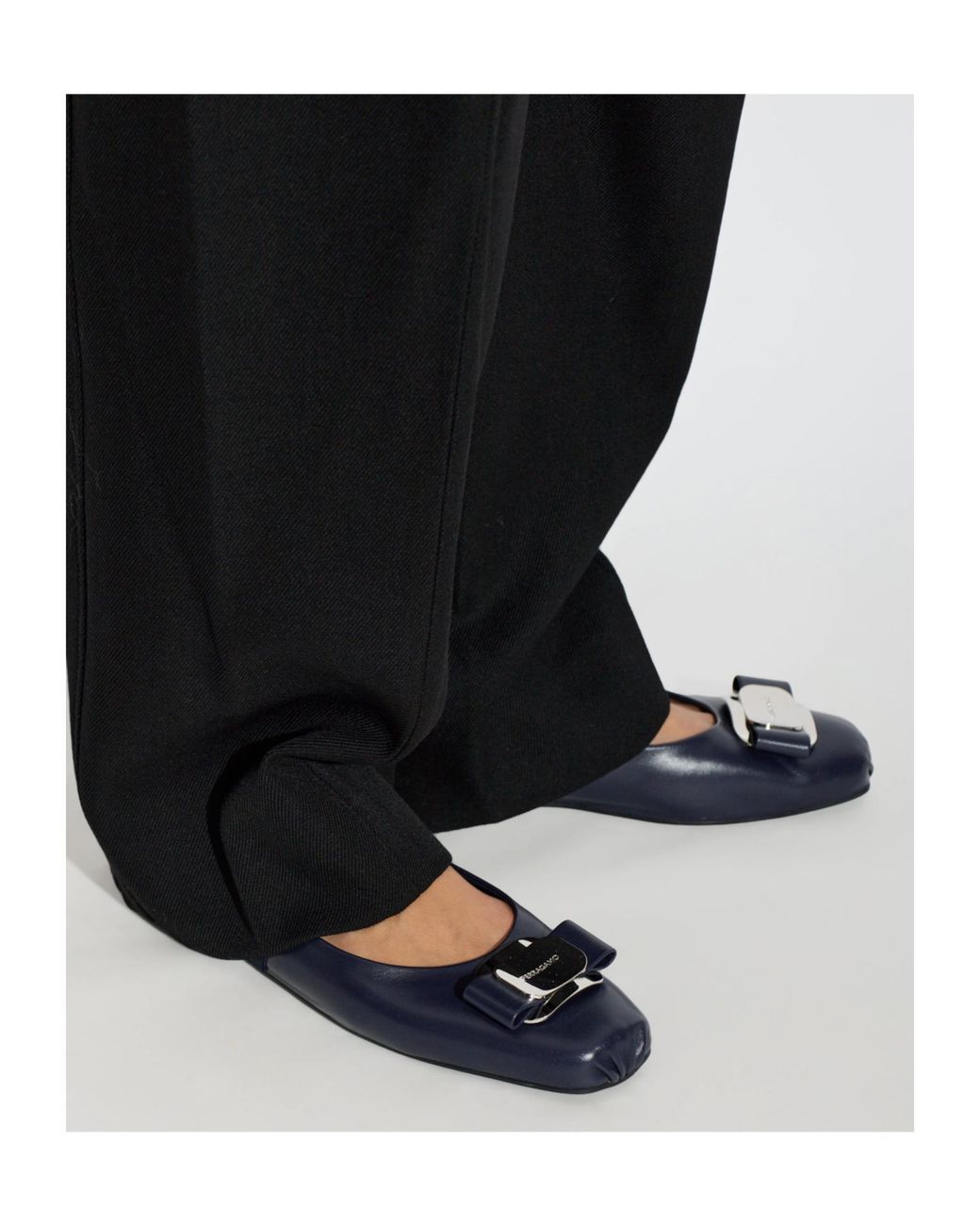 Ferragamo Black Zina Flat Ballet Shoes