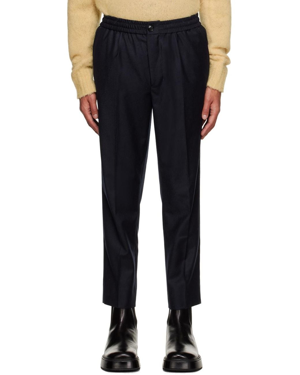 AMI Blue Cropped Tailored Trousers for men