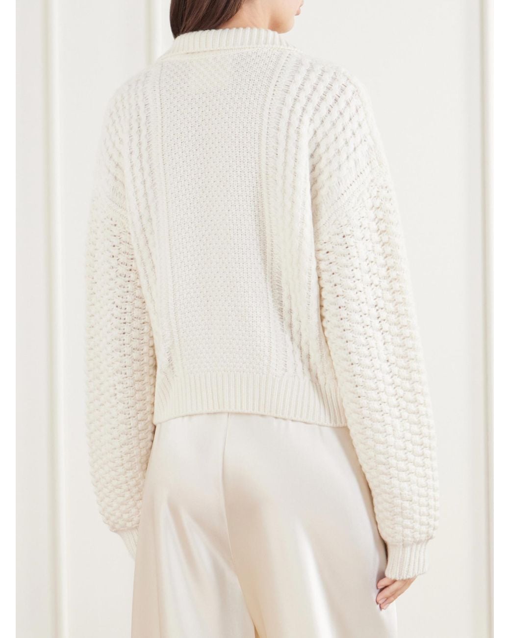 Lisa Yang White Cable-Knit Cashmere Cardigan