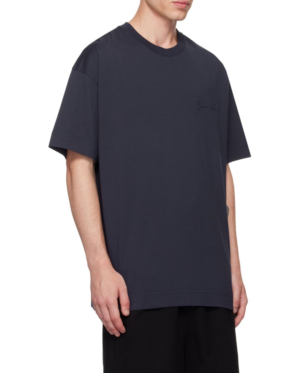 Givenchy Blue Logo Detailed Crewneck T-Shirt for men