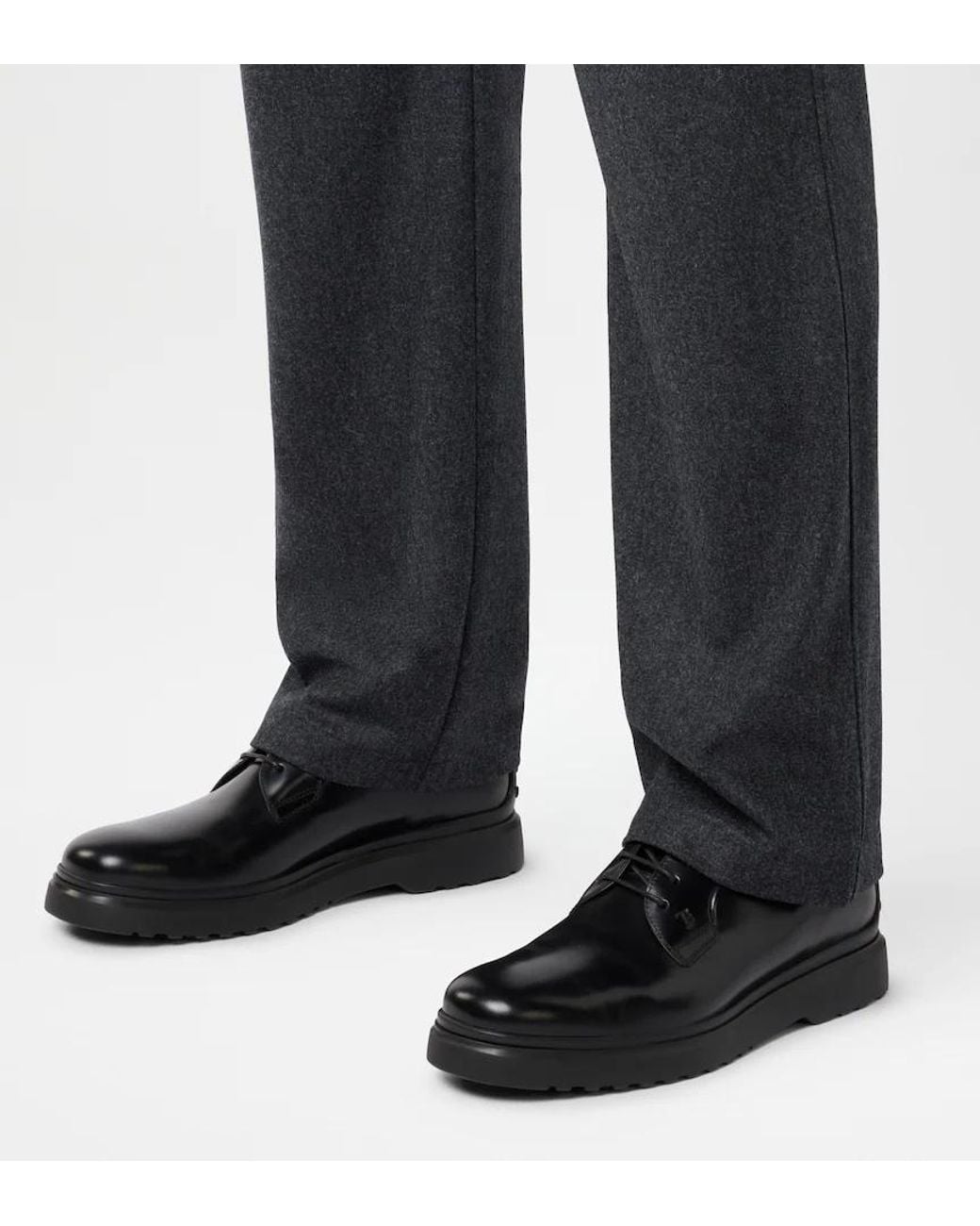 Tod's Black Gommino Detail Round Toe Derby Shoes