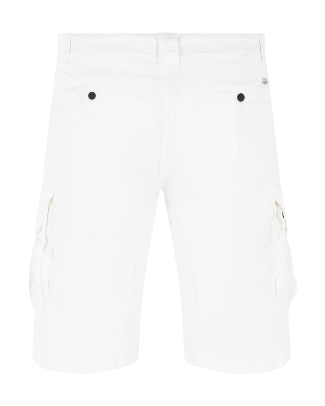 C P Company White Lens Detailed Cargo Shorts for men