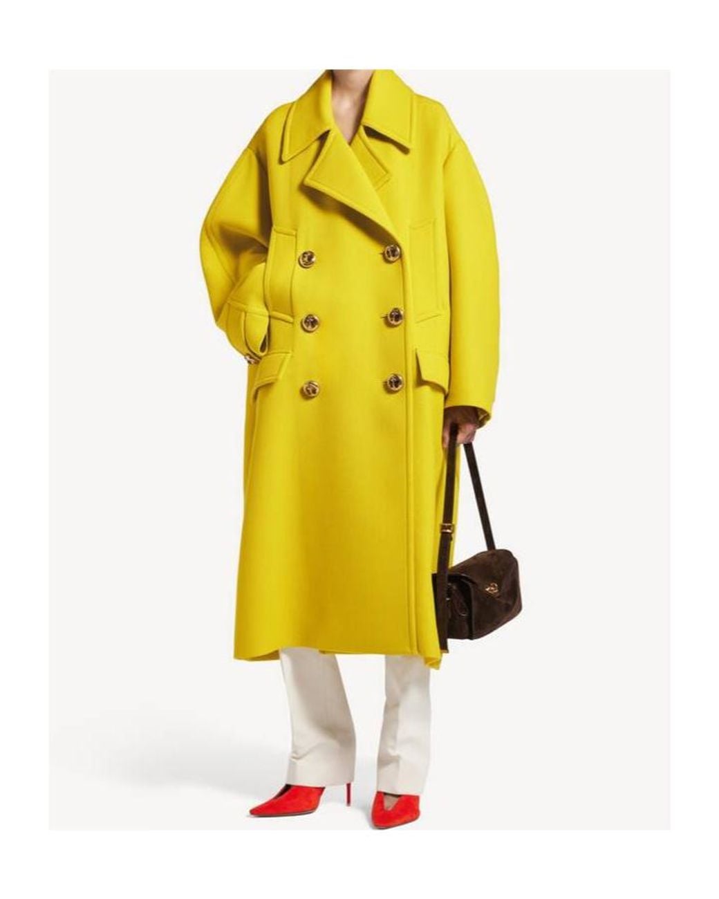 Balenciaga Yellow Double-Breasted Long Coat