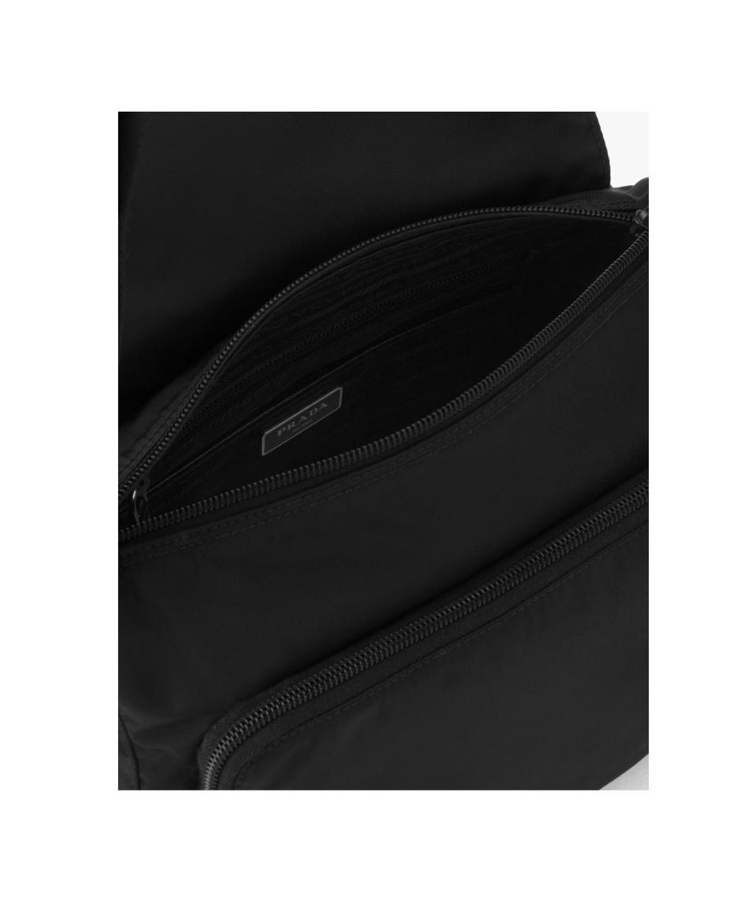 Prada Black Logo Patch Zip-Up Shoulder Bag