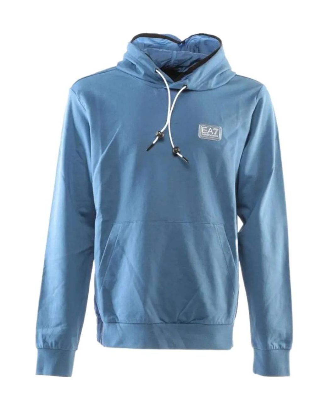 EA7 Blue Logo Hooded Sweatshirt for men