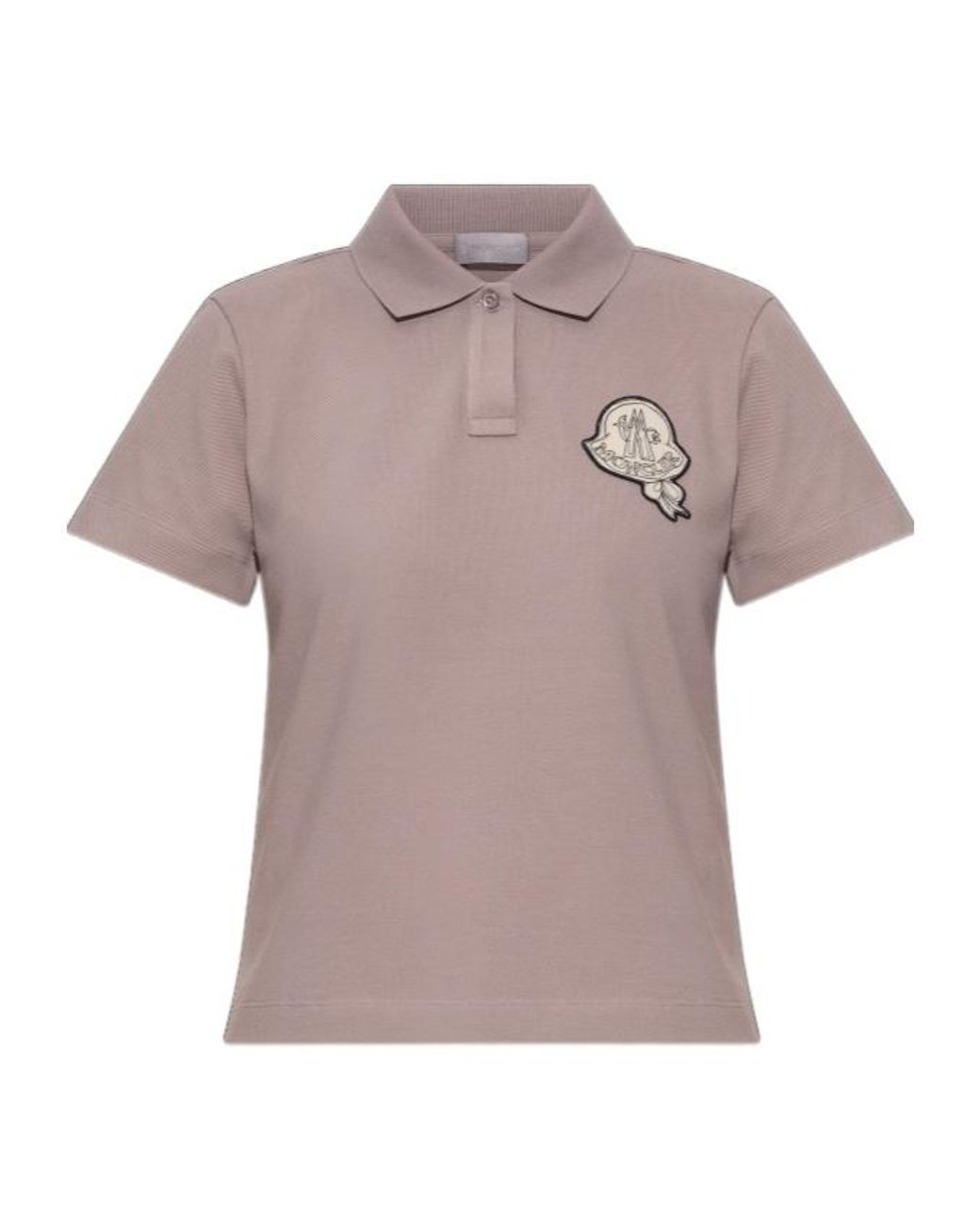 Moncler Gray Logo Patch Short Sleeved Polo Shirt