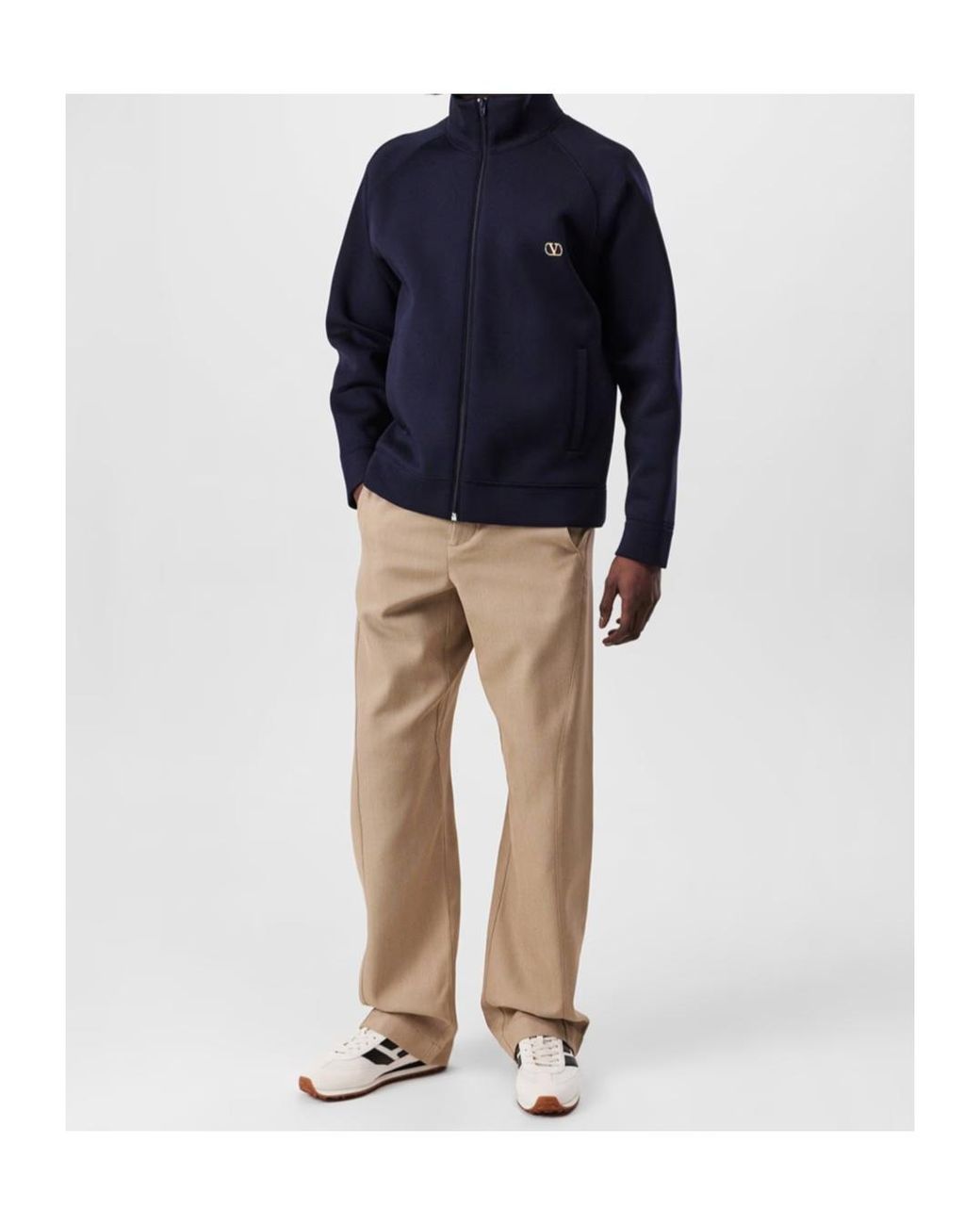Valentino Blue Zippered Long Sleeve Casual Jacket for men