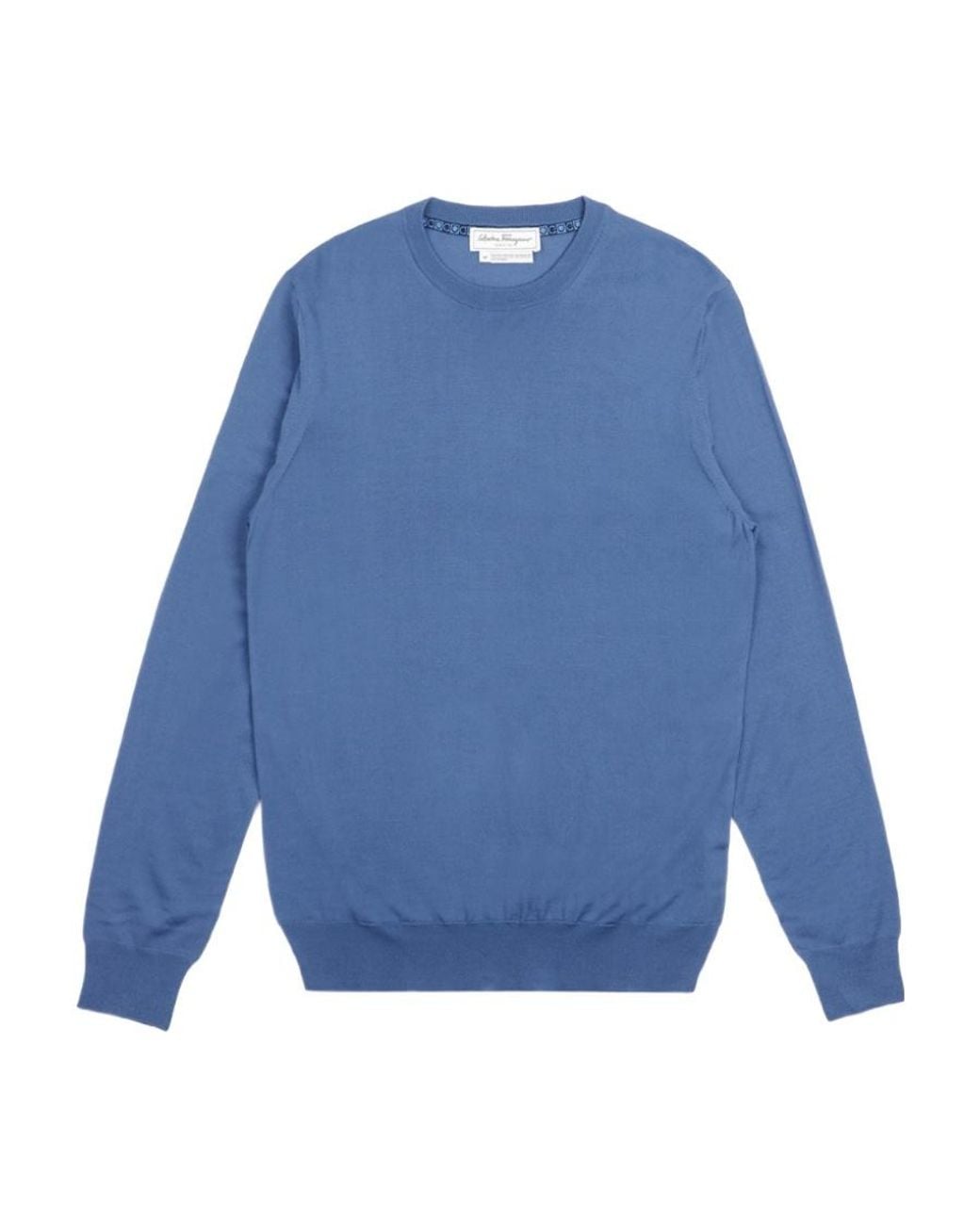 Ferragamo Blue Crew Neck Knit Sweater for men