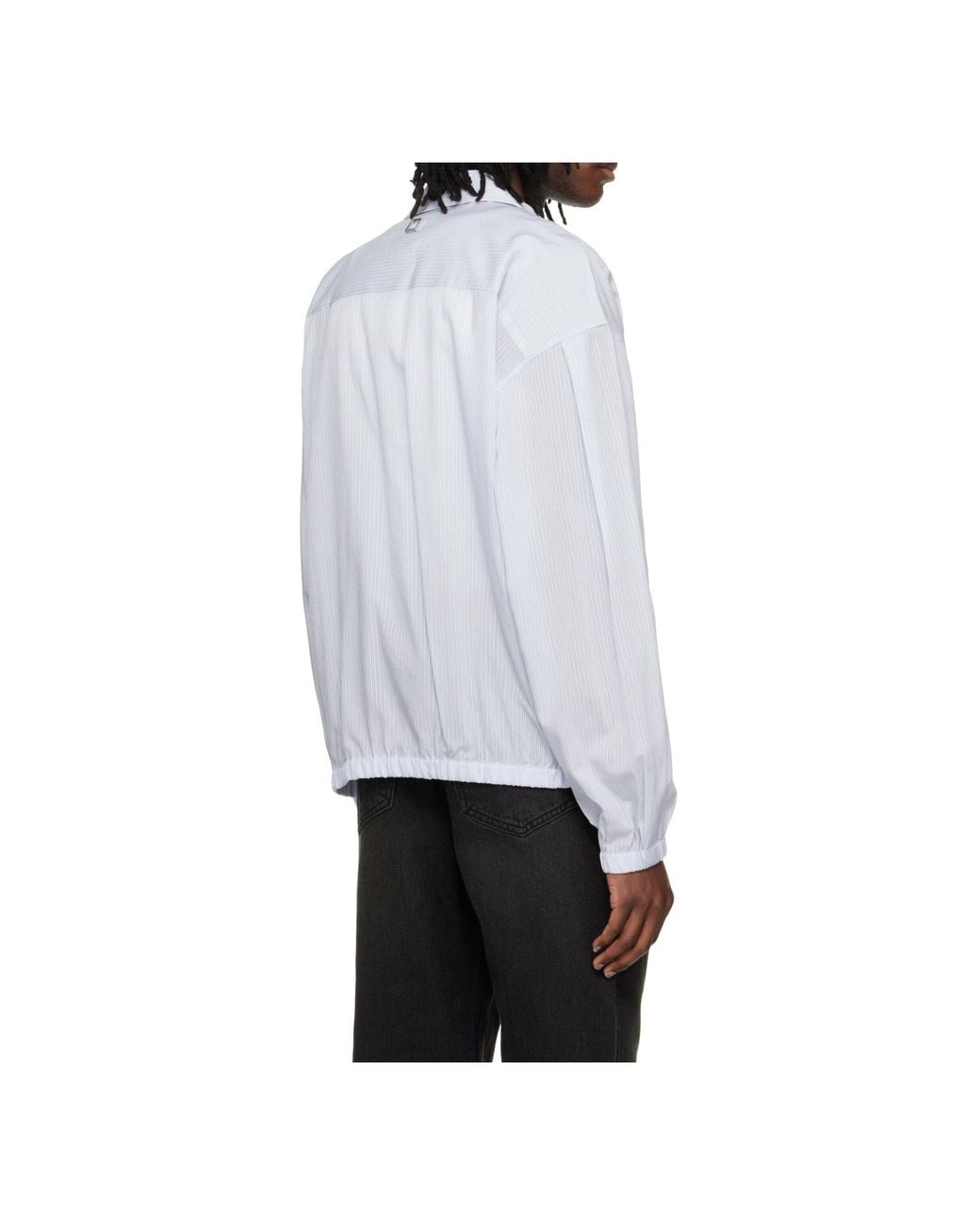 Wooyoungmi White Striped Zip-Up Shirt for men
