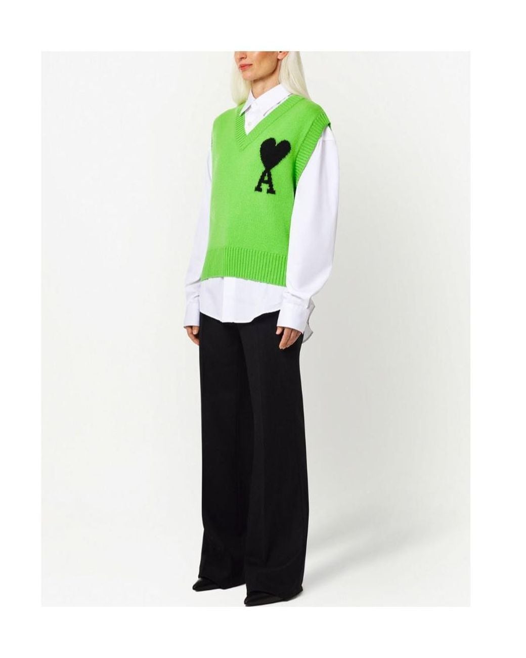 AMI Green Ami De Coeur Knitted Vest for men