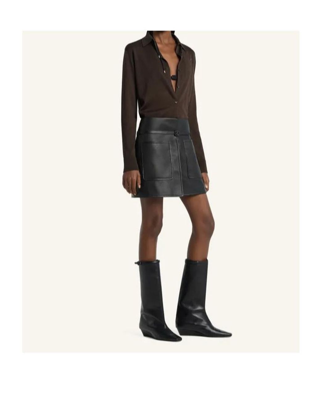 Courreges Brown Notched-Collar Cardigan