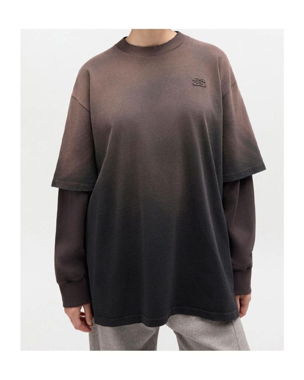 Ganni Gray Layered Long Sleeve T-Shirt