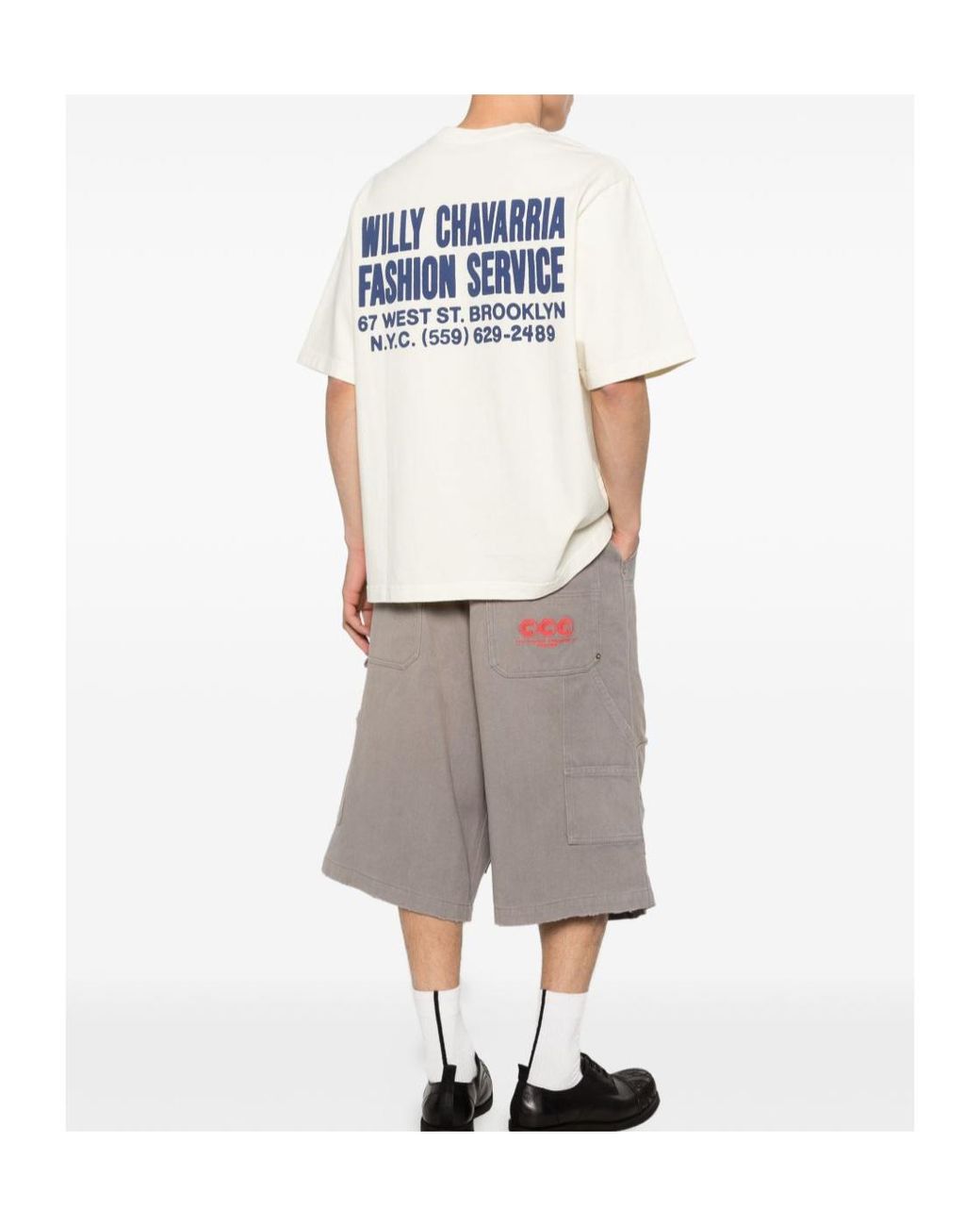 Willy Chavarria White Fashion Service Logo T-Shirt for men