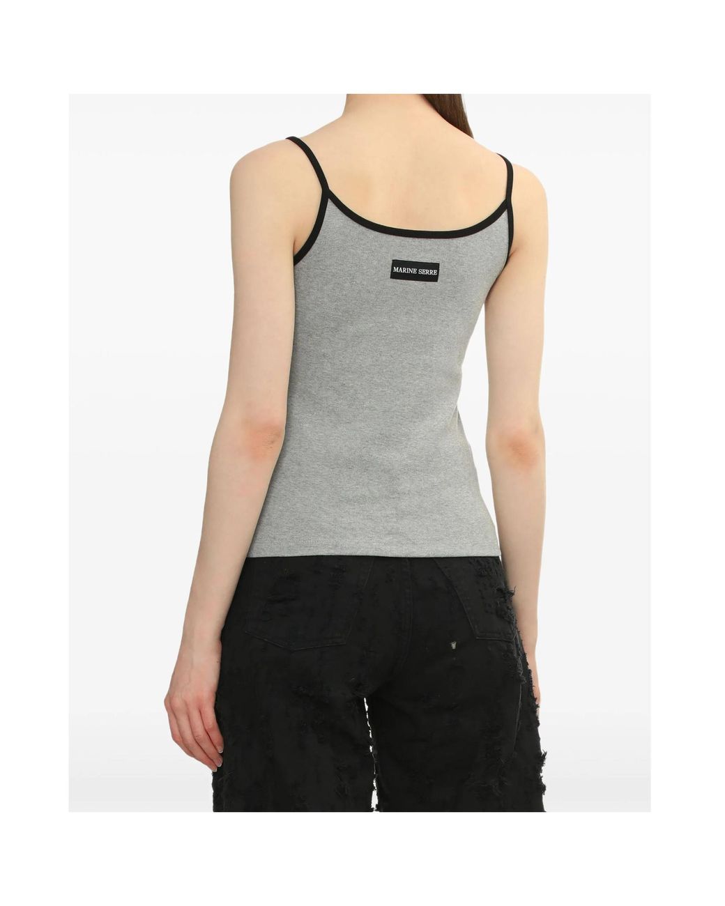MARINE SERRE Gray Logo Detailed Sleeveless Tank Top
