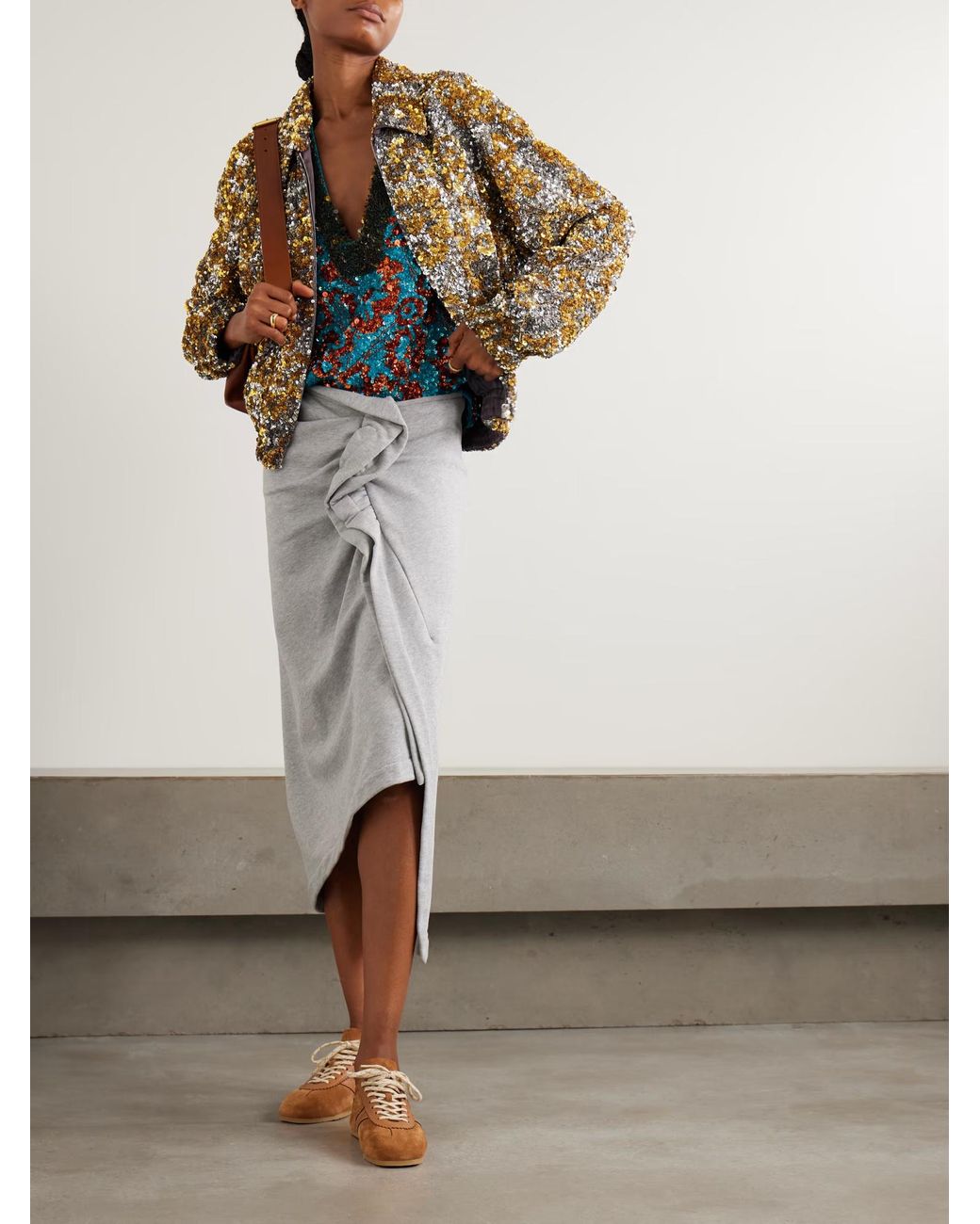Dries Van Noten Metallic Vinnia Embellished Zip Jacket