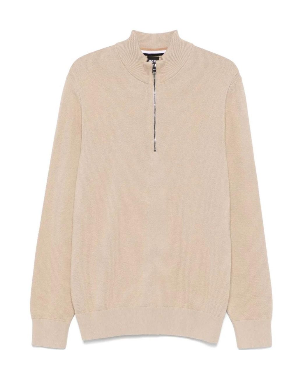Boss Natural Zipped Cotton Sweater for men