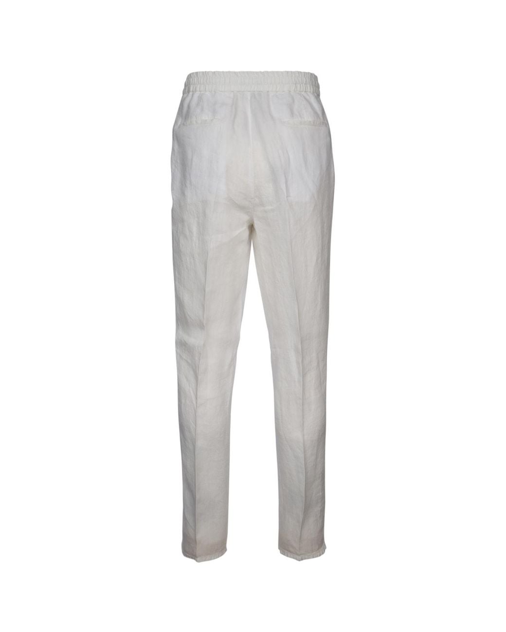Brunello Cucinelli White Elasticated Waistband Drawstring Pants for men