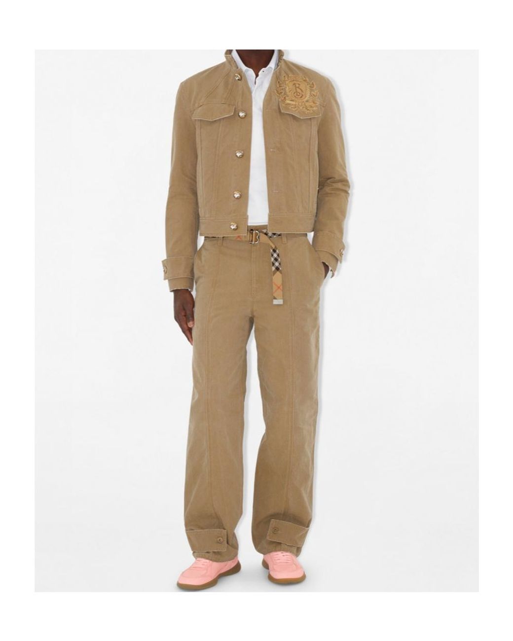 Burberry Natural Logo Embroidered Straight-Leg Trousers for men