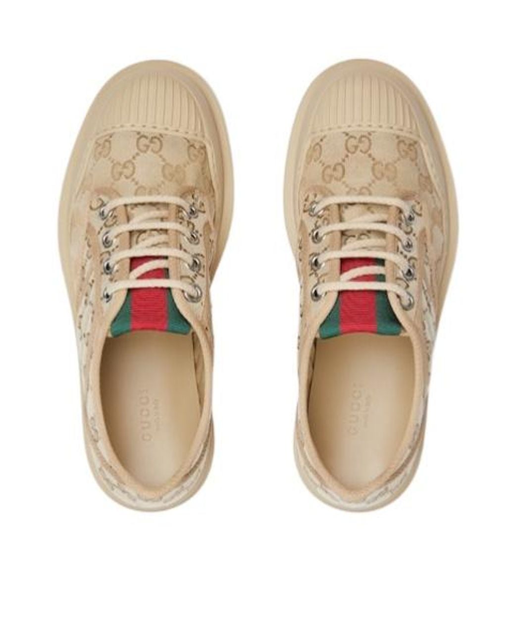 Gucci Natural Lace-Up Shoe With Web