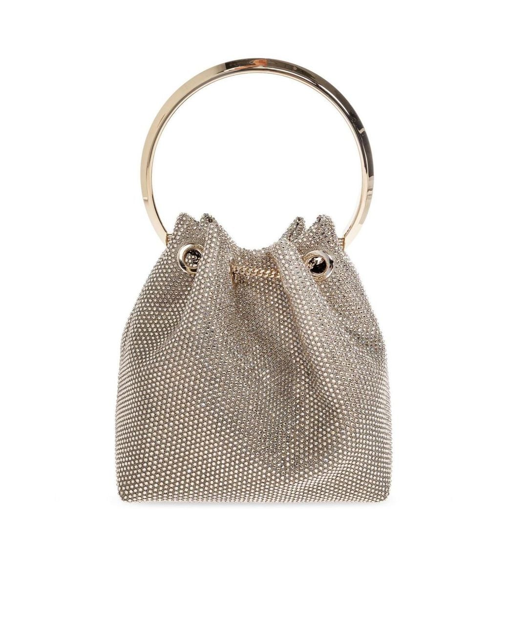 Jimmy Choo Natural Bon Bon Crystal Bucket Bag