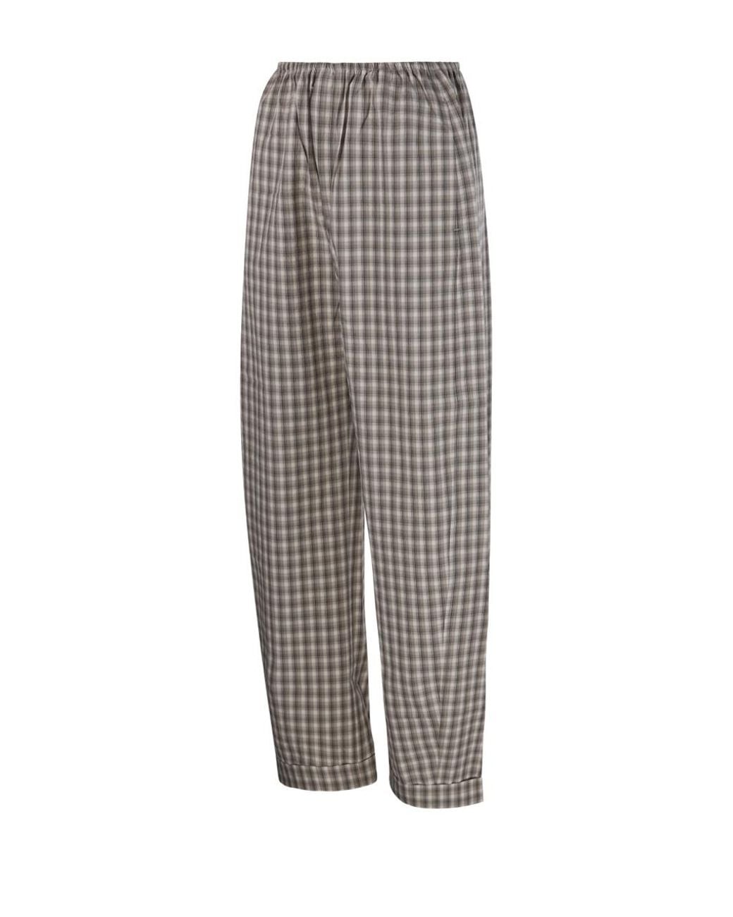 Nanushka Gray Yayoi Gingham Wide-Leg Pants