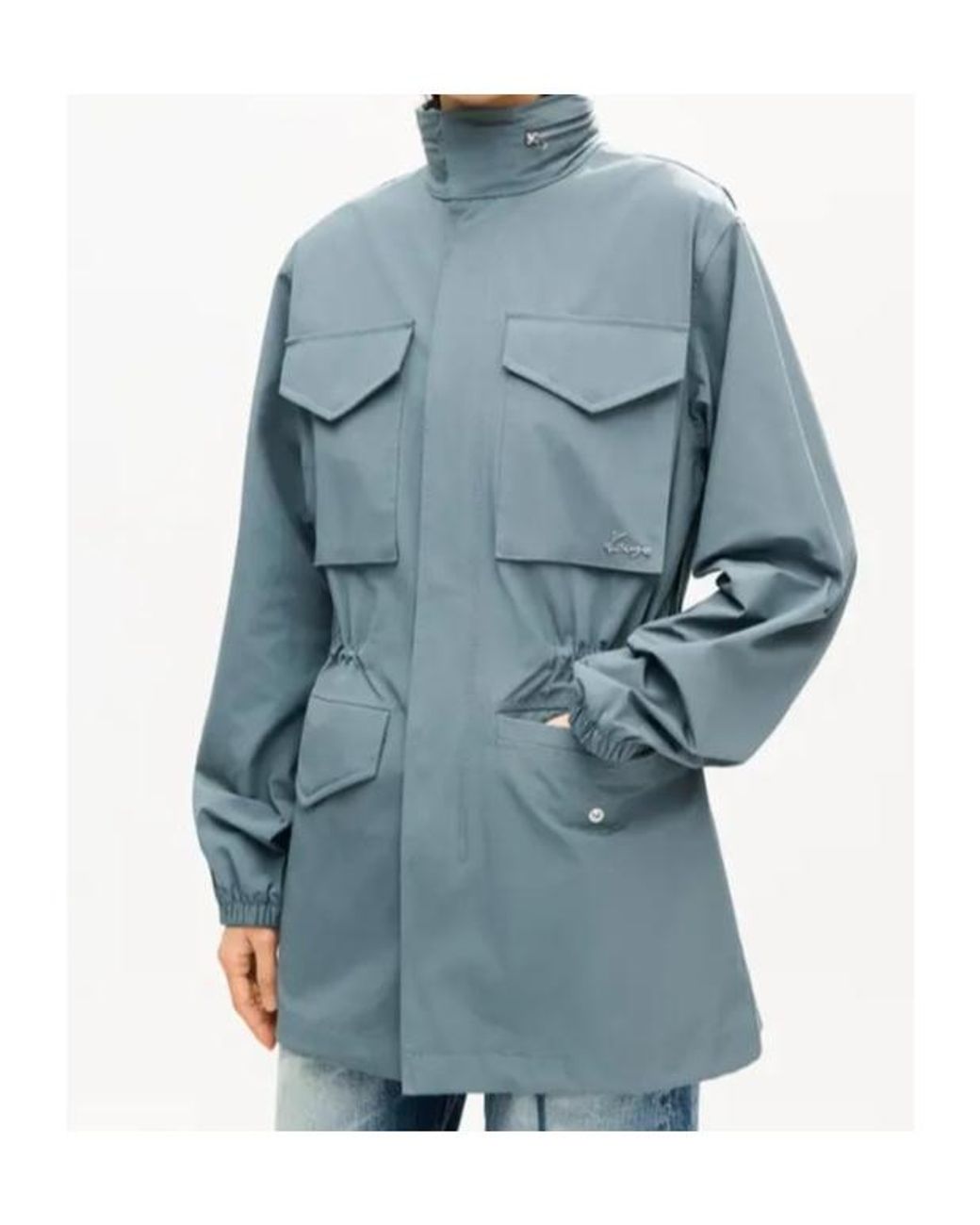 KENZO Blue Mid-Length Windbreaker Jacket