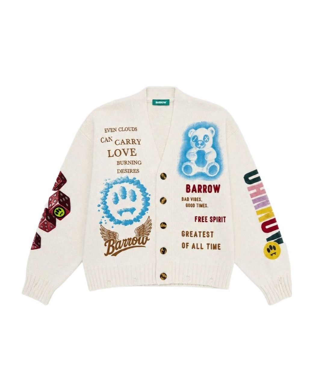 Barrow White Dice Intarsia Cardigan for men