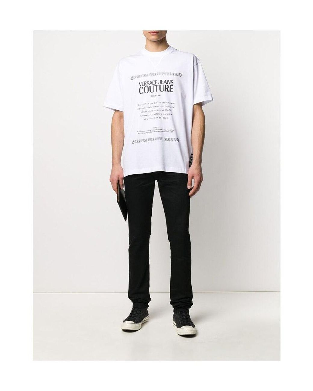 Versace Jeans White Logo Printed T-Shirt for men