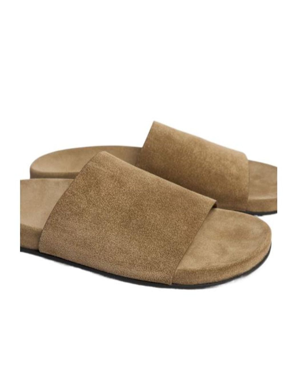 The Row Brown Hugh Leather Flat Slides