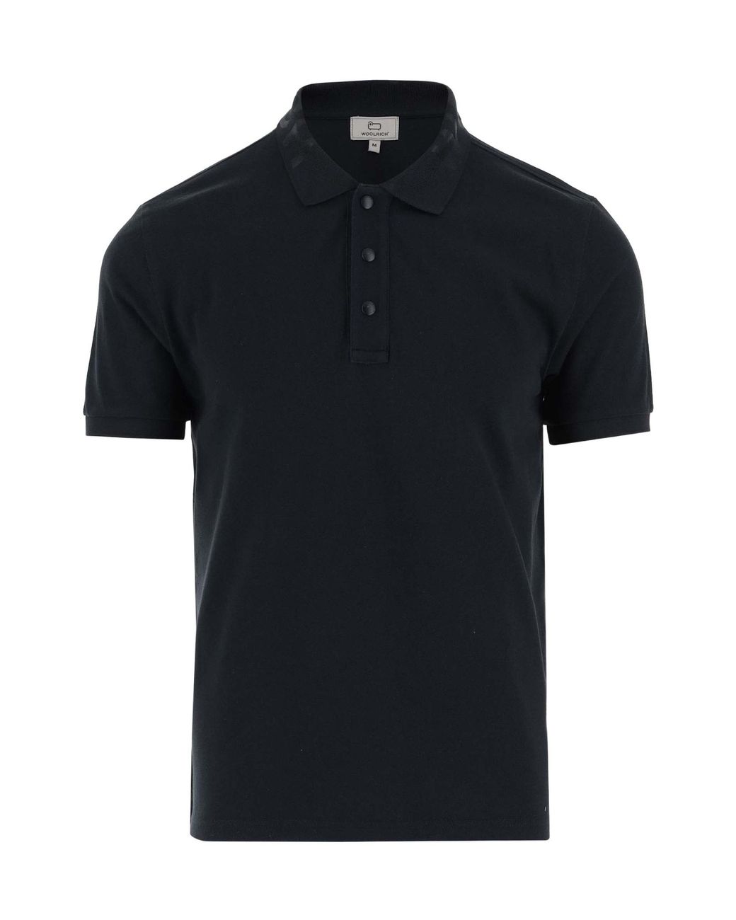 Woolrich Black Logo Printed Straight Hem Polo Shirt for men