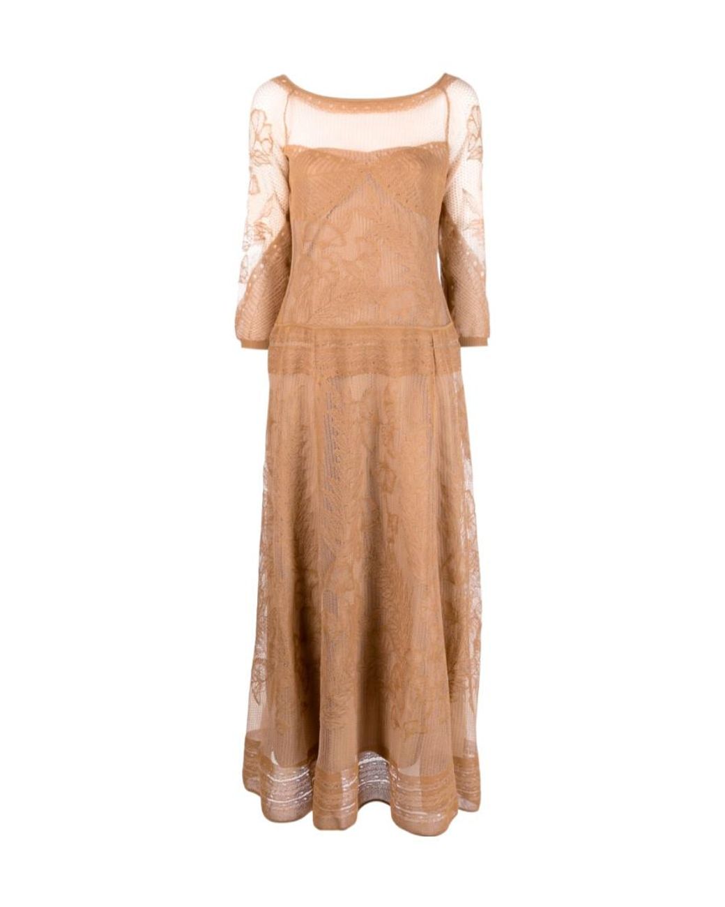 Alberta Ferretti Natural Floral Maxi Dress