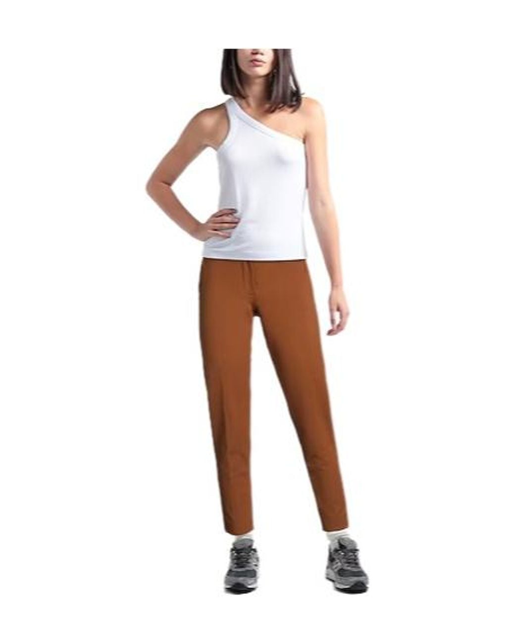 Max Mara Brown Minimal Slim-Fit Long Pants
