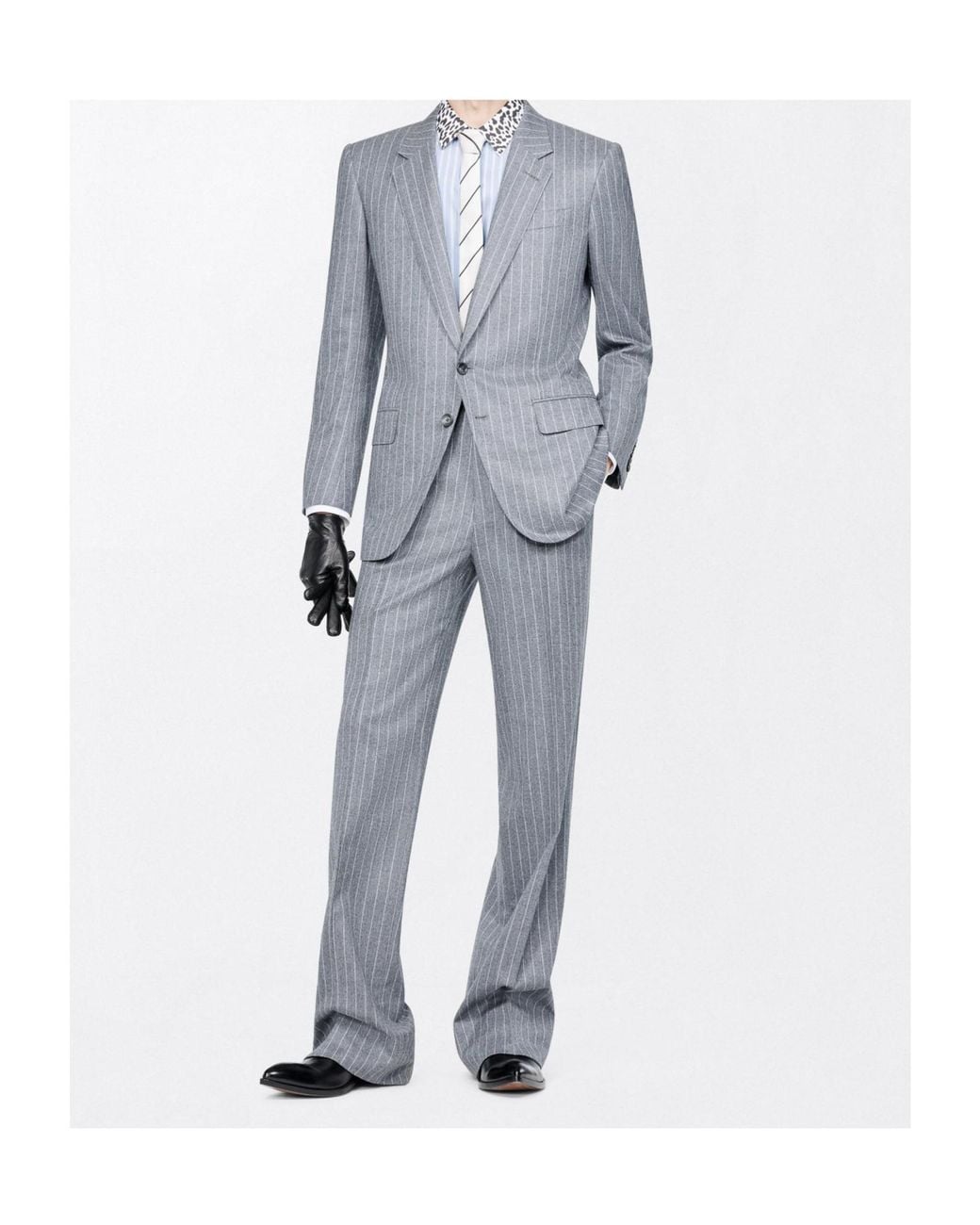Tom Ford Blue Pinstripe Twill Flannel Colbert Jacket for men