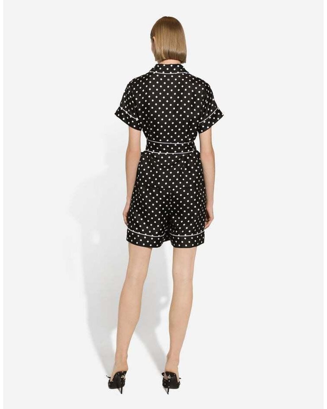 Dolce & Gabbana Black Polka-Dot Printed Pajama Shorts