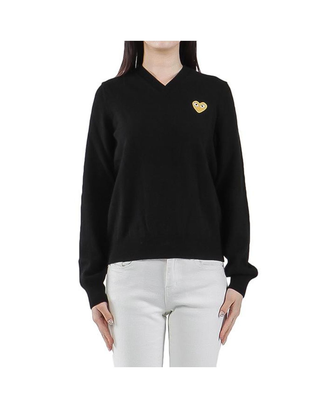 COMME DES GARÇONS PLAY Blue Long Sleeve V-Neck Sweater