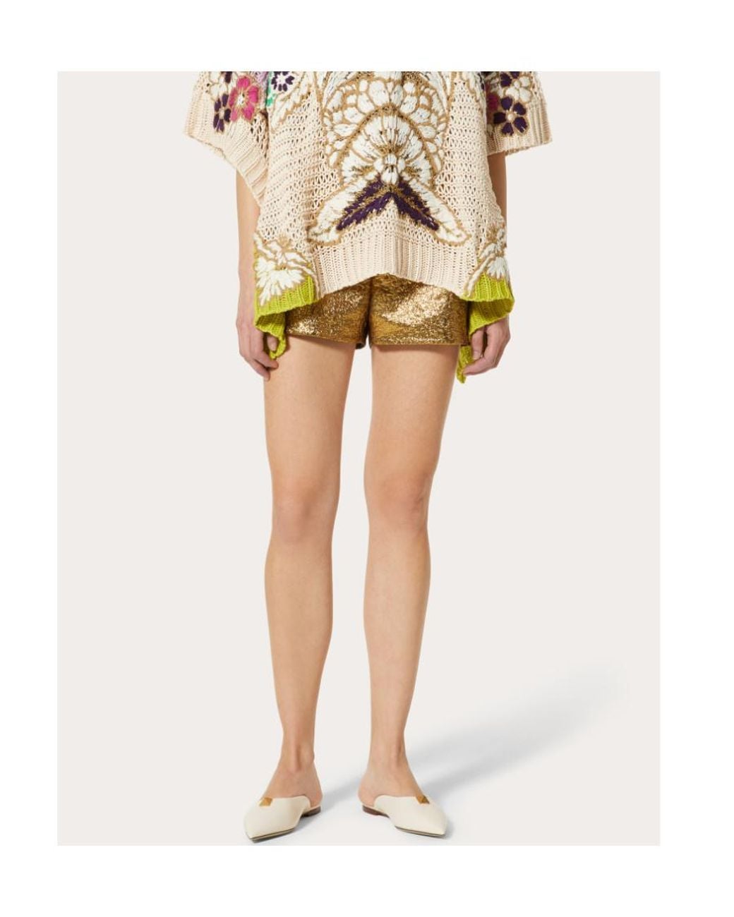 Valentino Natural Vgold Metallic Shorts