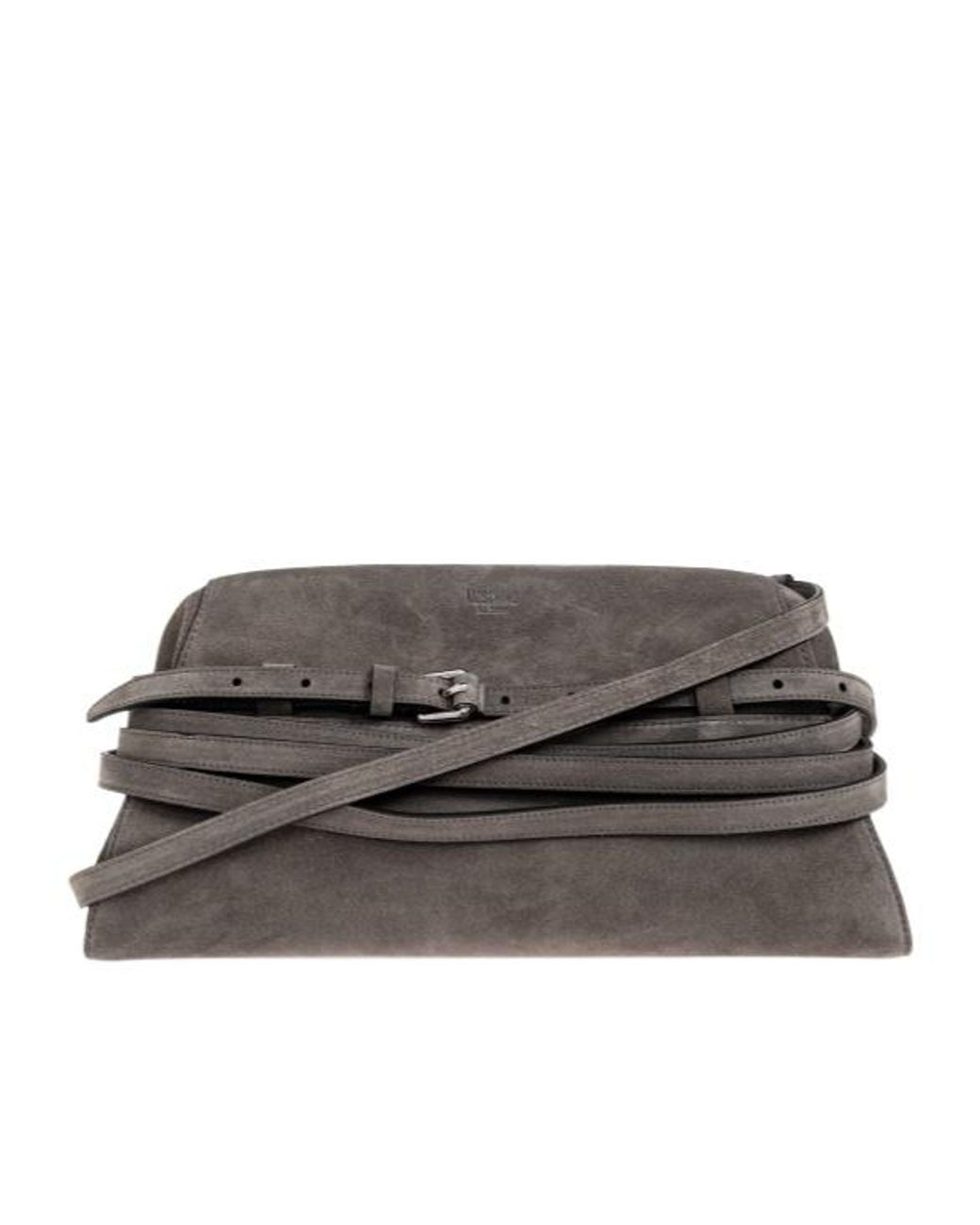 Moschino Gray Large Tie Me Clutch Bag