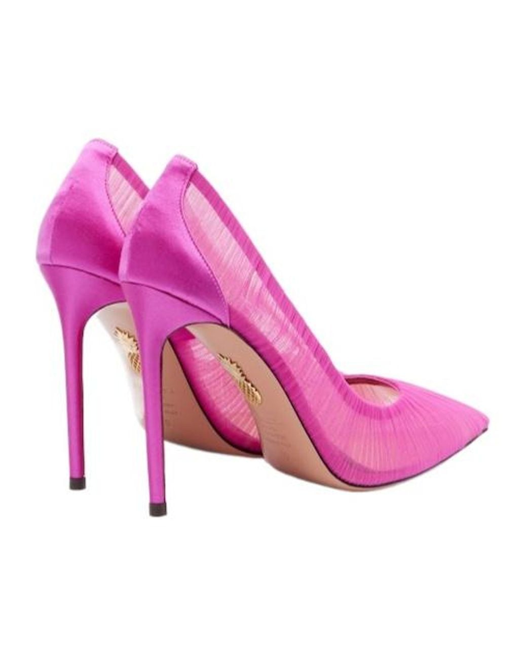 Aquazzura Pink Satin-Trimmed Tulle Pumps