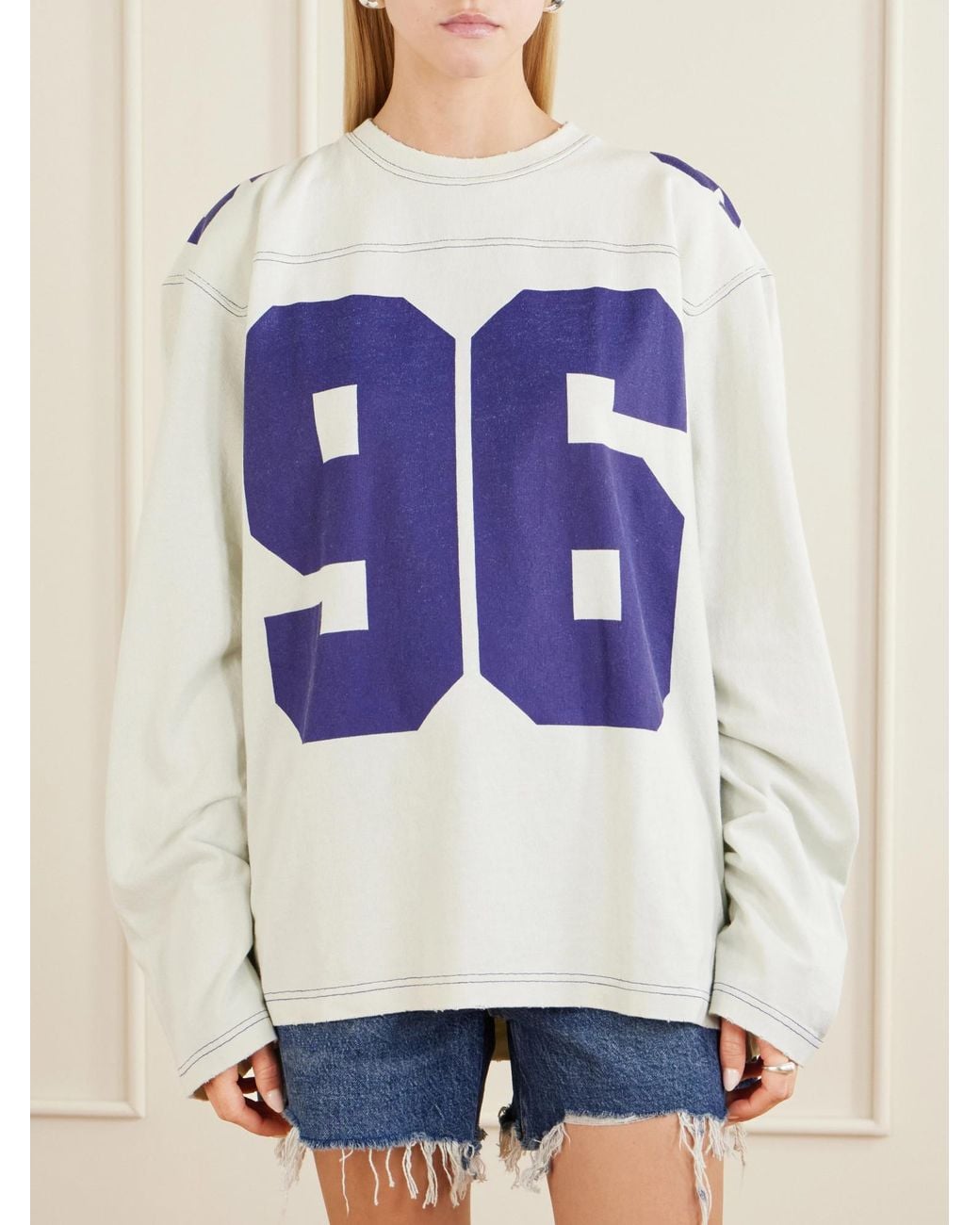 Acne Blue Number-Print Long-Sleeve Sweatshirt for men