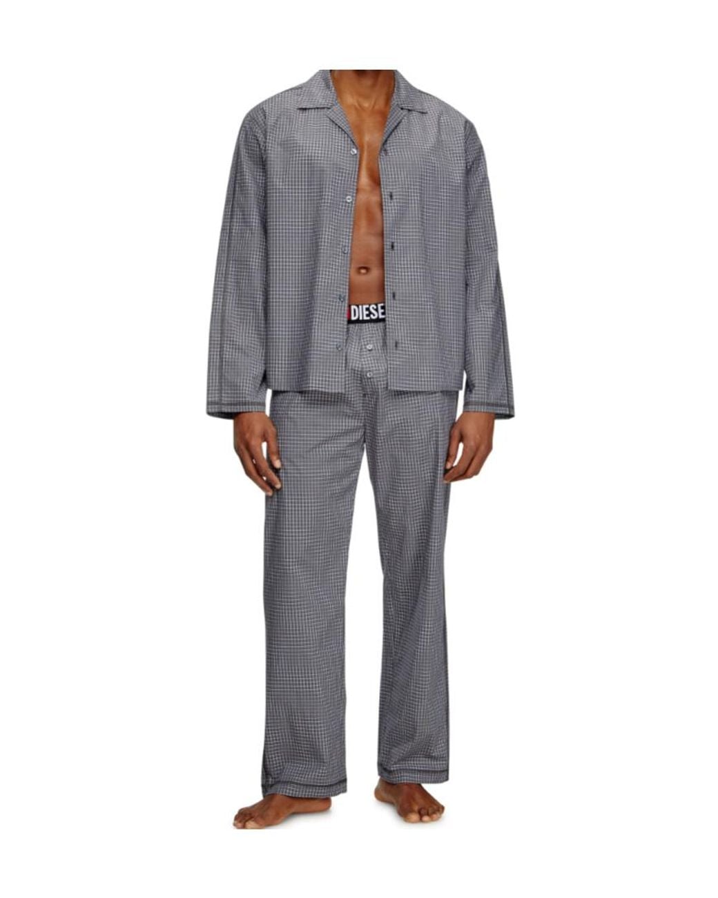 DIESEL Gray Set-Paul-D-Core Checked Pyjama Set for men