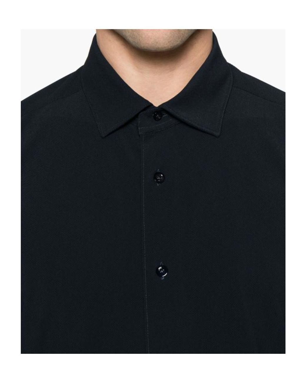 Mazzarelli Blue Lapel Long Sleeve Shirt for men