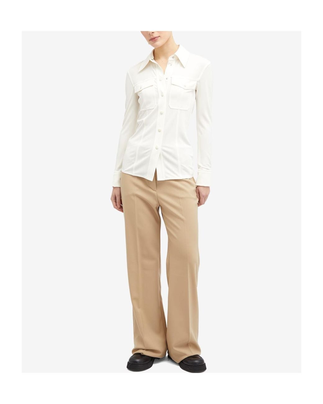 Sportmax Natural High Waist Straight Leg Pants