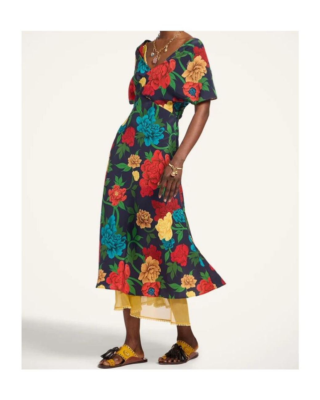 LaDoubleJ Multicolor Floral A-Line Dress