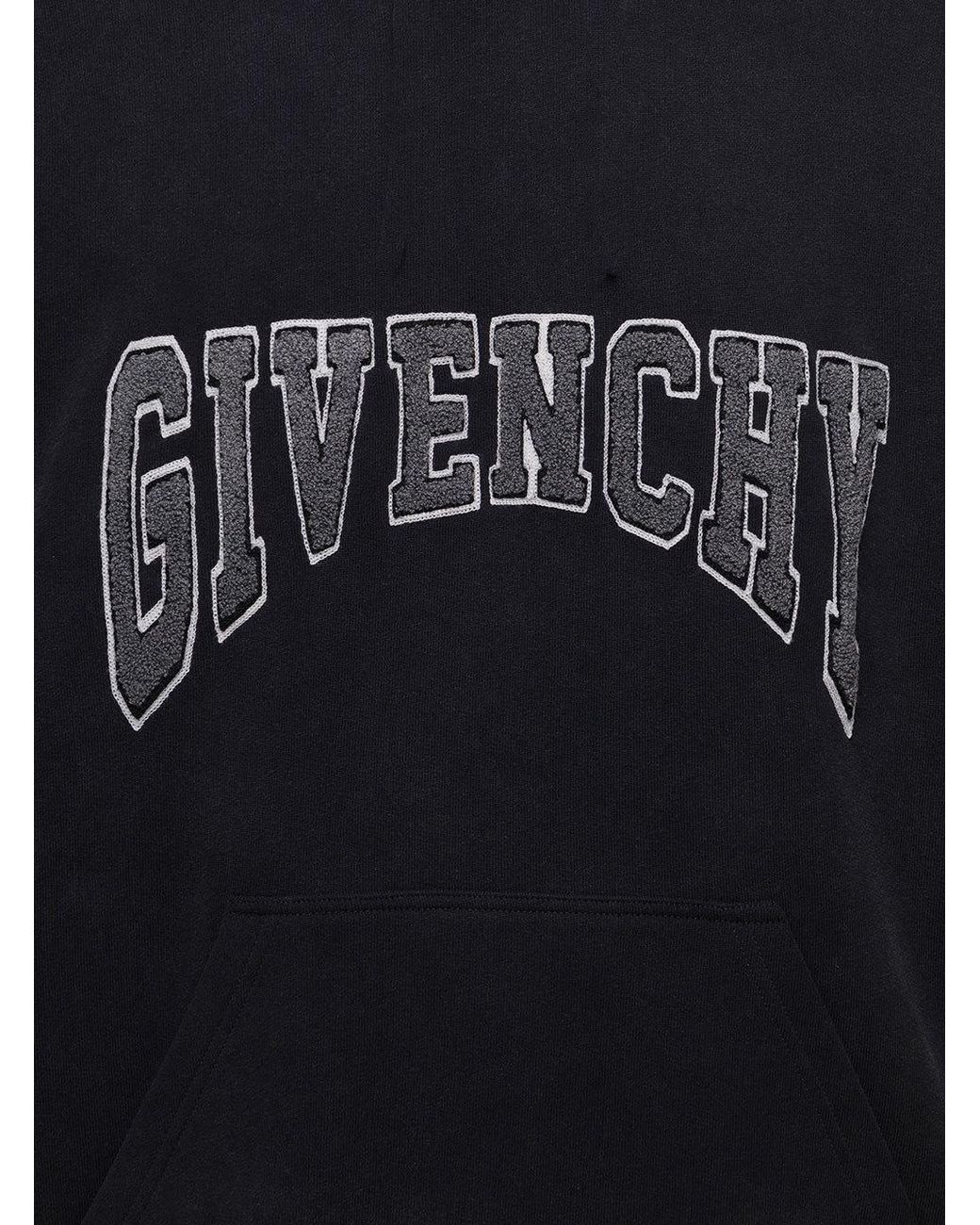 Givenchy Blue Logo Print Drawstring Hoodie for men