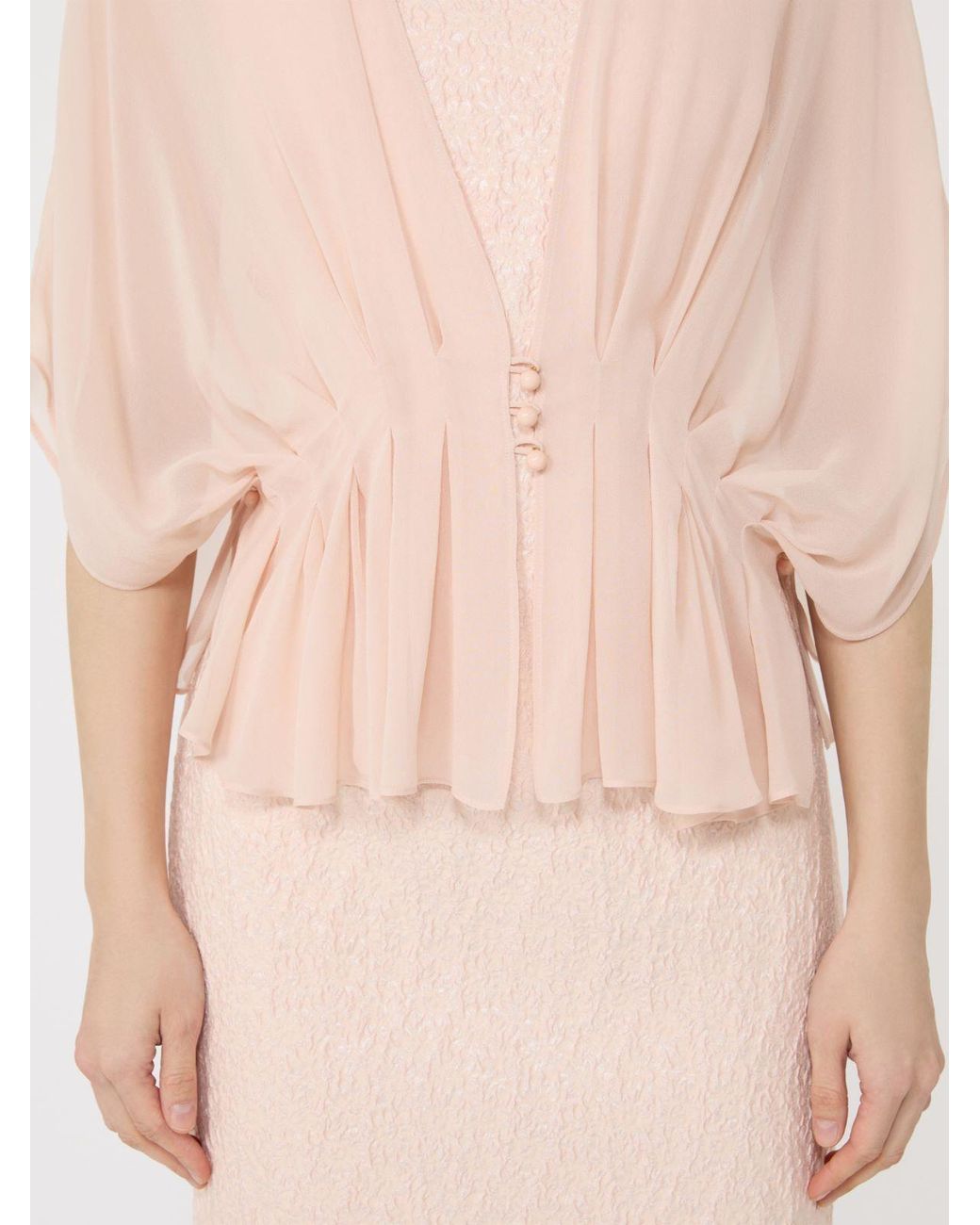 Max Mara Pink Buttoned Pleated Blouse