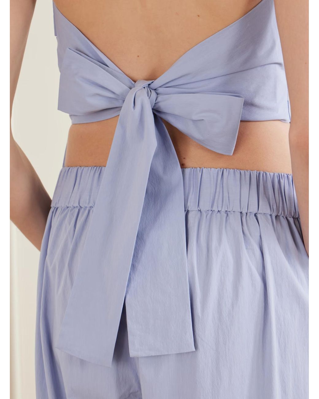 St. Agni Blue Strapless Tie-Back Top