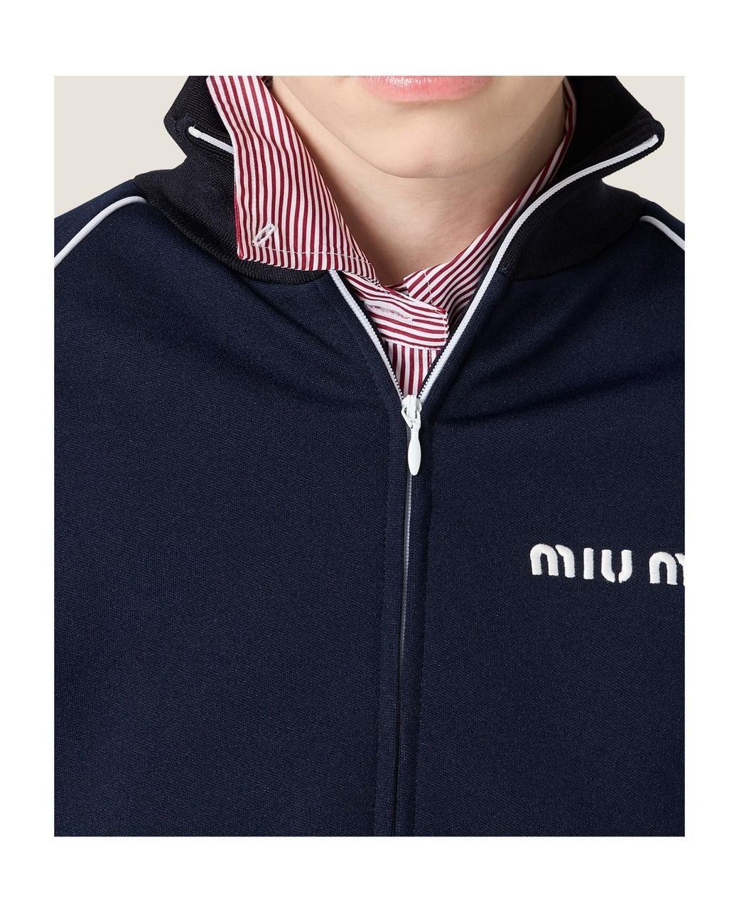Miu Miu Blue Technical Jersey Blouson Jacket