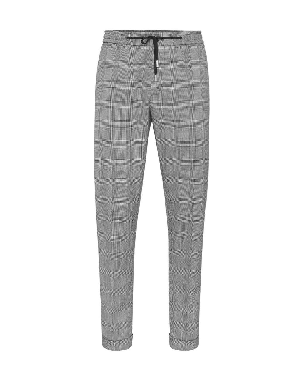 Philipp Plein Gray Prince Of Wales-Check Trousers for men