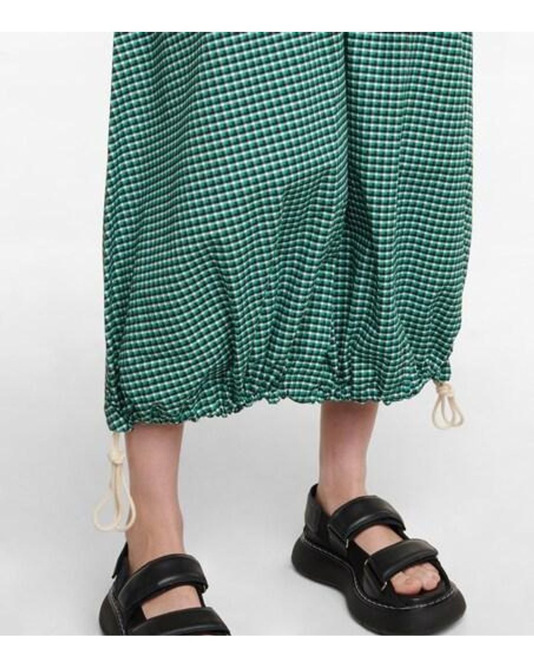 Plan C Green Checked Cotton Dress