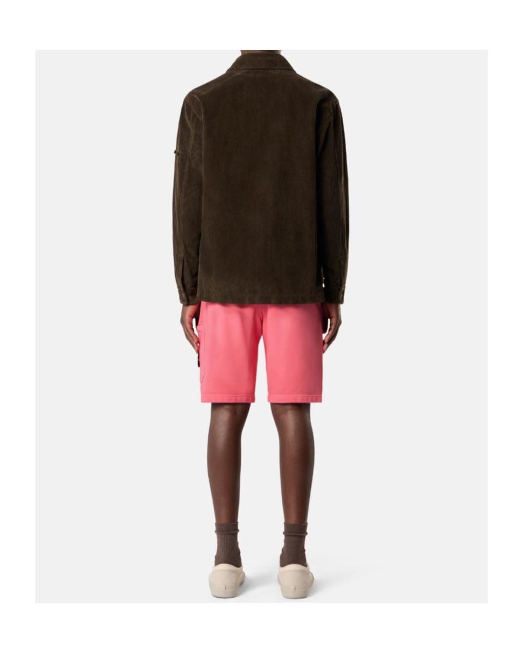 Stone Island Red Logo Patch Drawstring Shorts for men